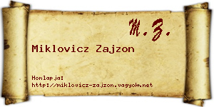Miklovicz Zajzon névjegykártya